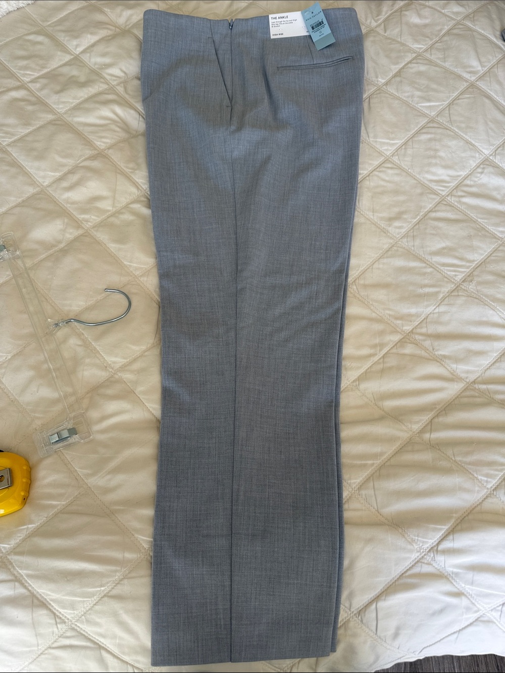 Ann Taylor Light Gray High-Rise Ankle Pants